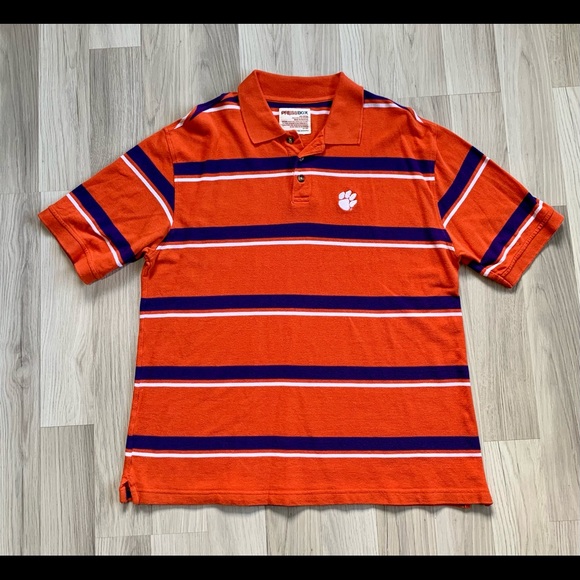 Clemson Tigers NCAA Press Box Striped Polo shirt - Picture 1 of 8
